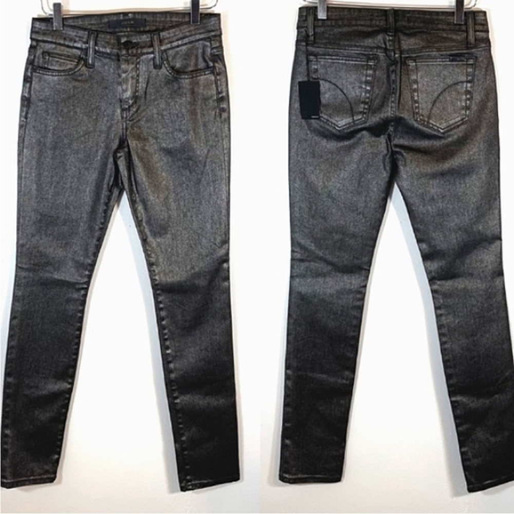 NEW Joe's Jeans High Rise Skinny Stretch Coated Metallic Denim Mari